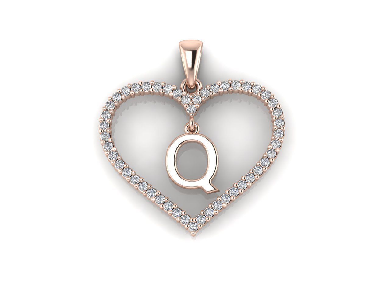 Heart Alphabet Q 3D print model_7