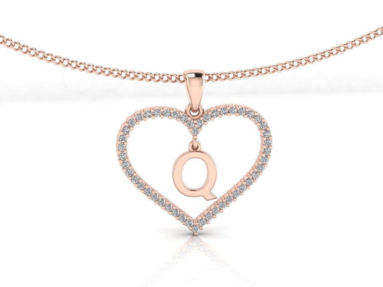 Heart Alphabet Q 3D print model_1