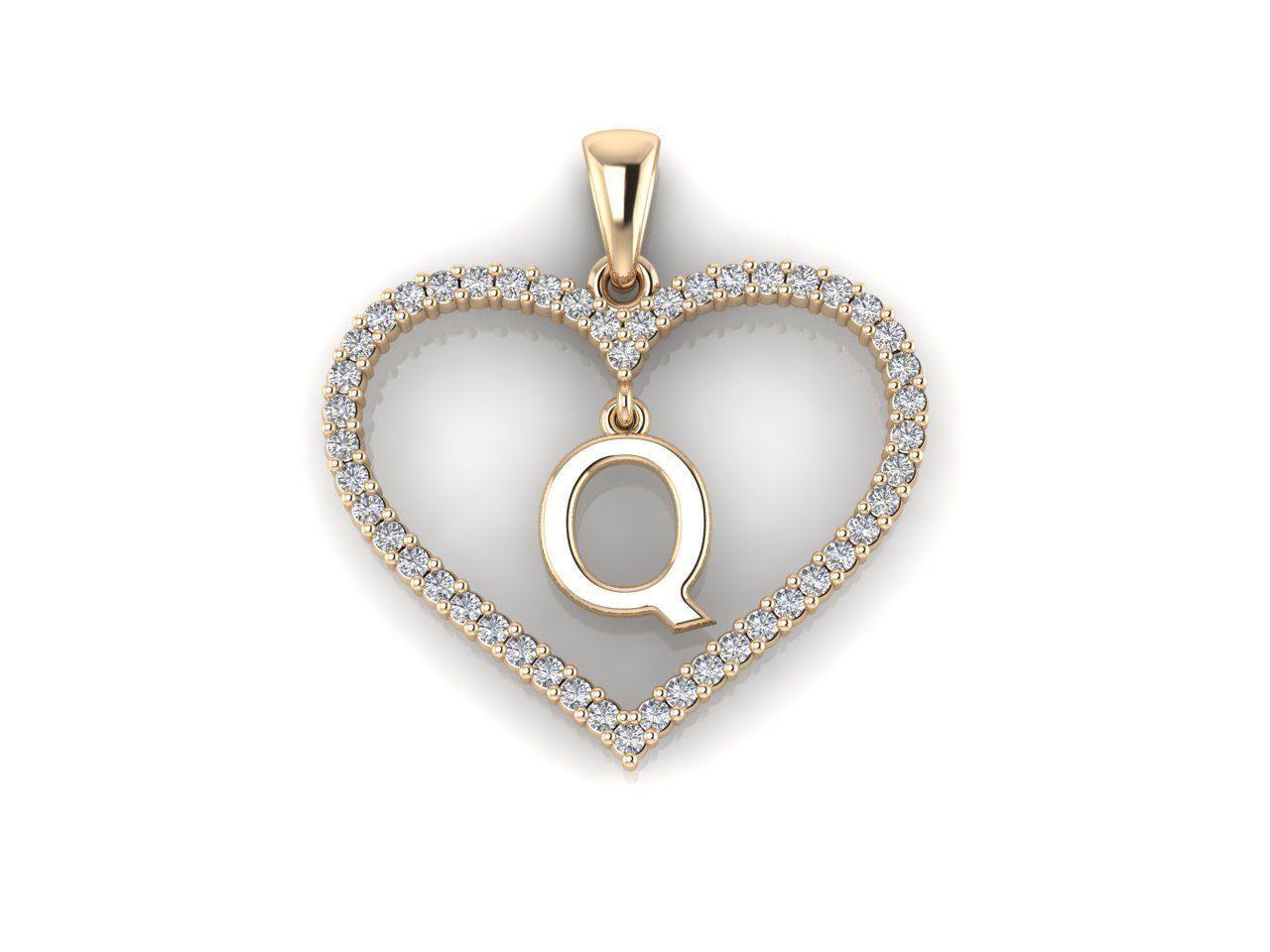 Heart Alphabet Q 3D print model_6