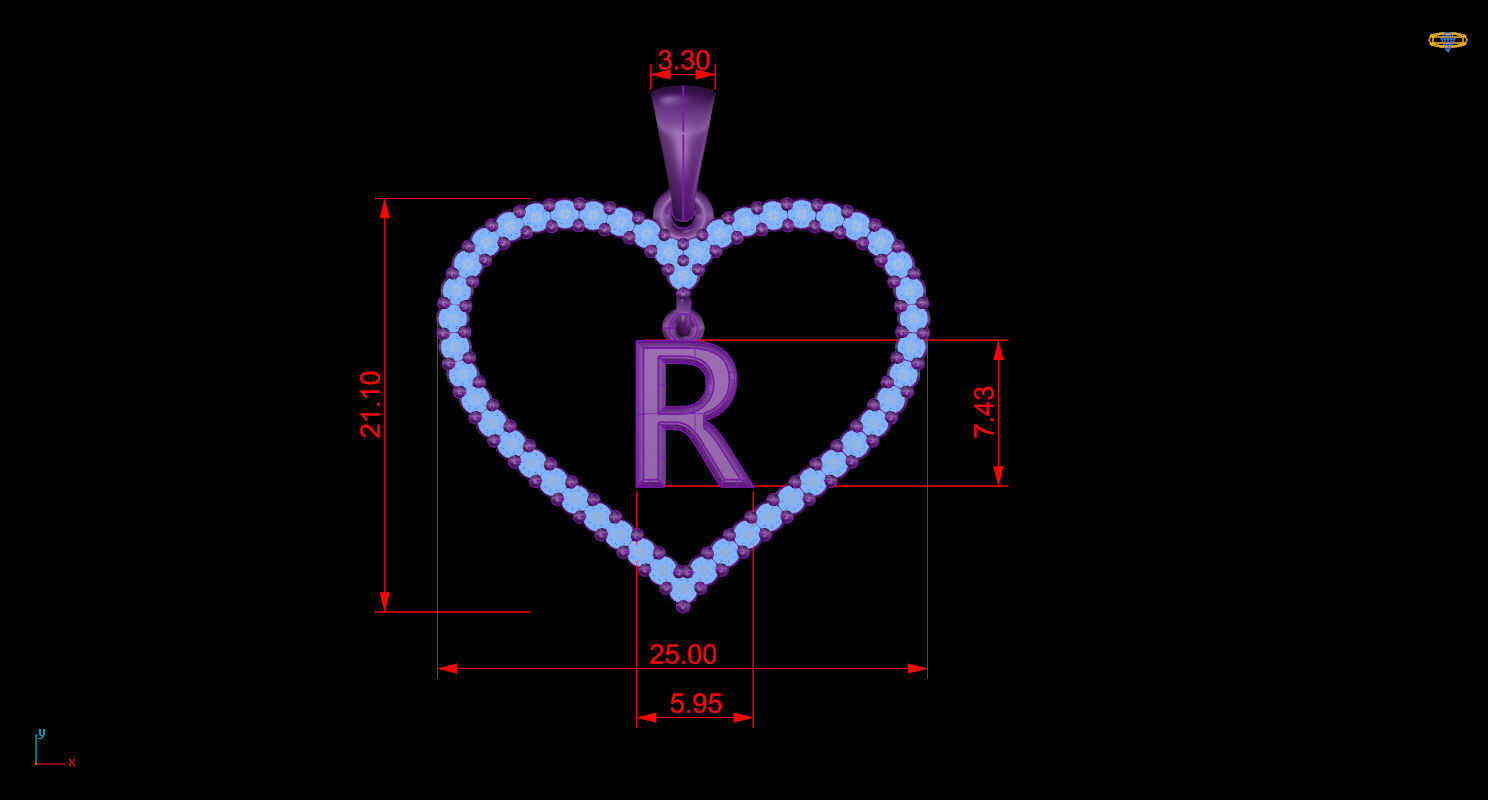 Heart Alphabet R 3D print model_9
