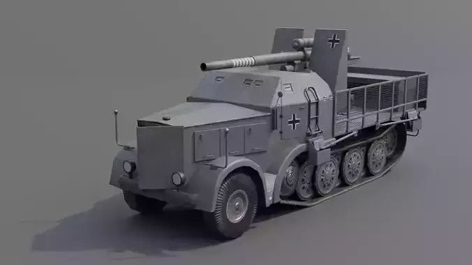 Flak 37 88mm Sfl Low-poly 3D model