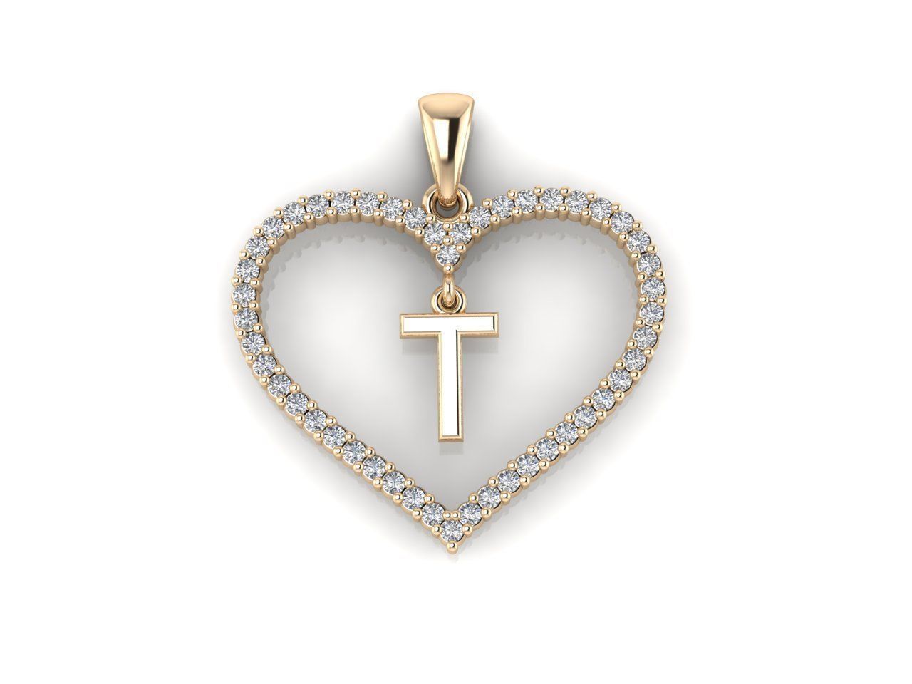 Heart Alphabet T 3D print model_3