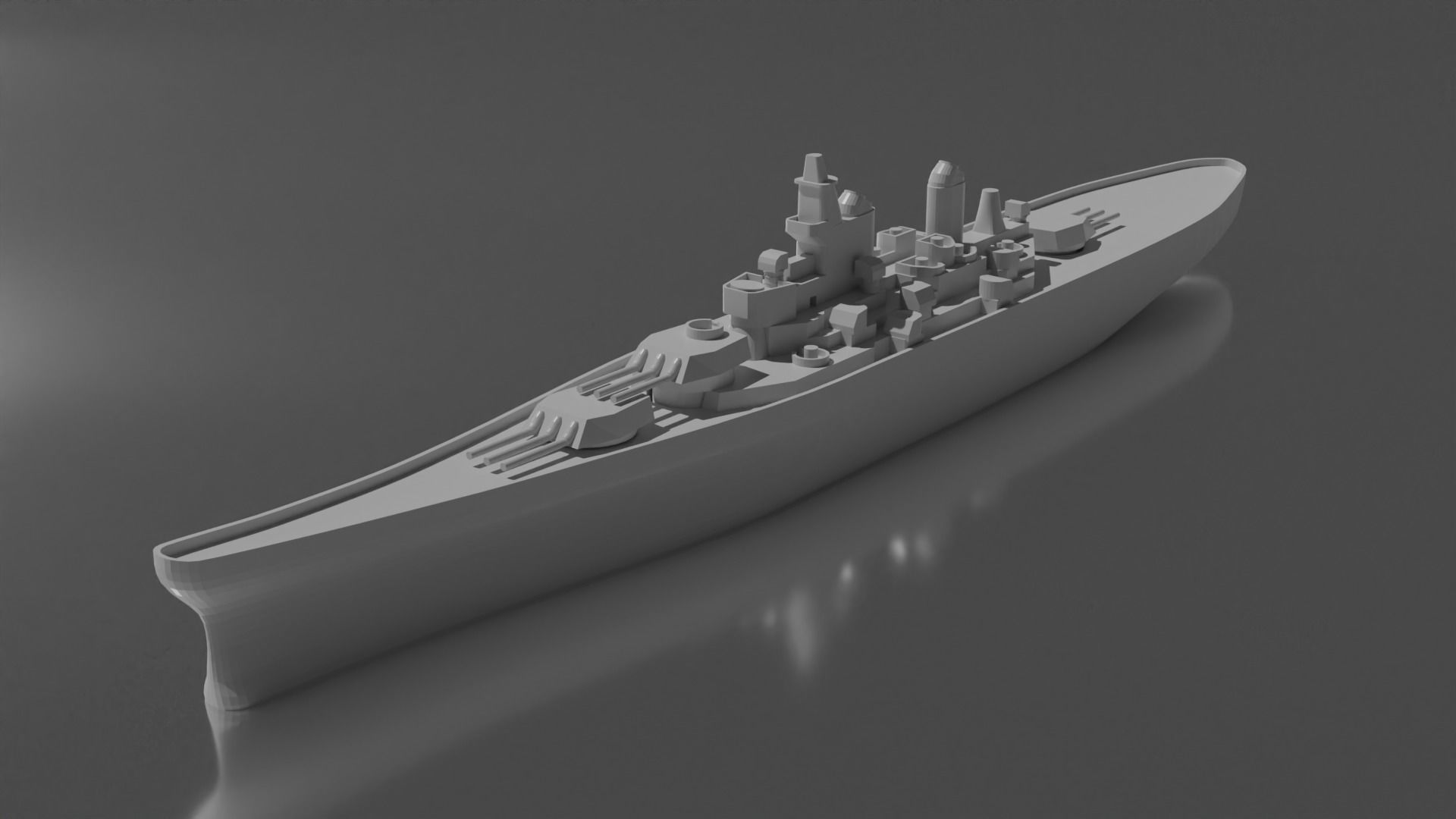USS Iowa Low Poly Free 3D print model_1
