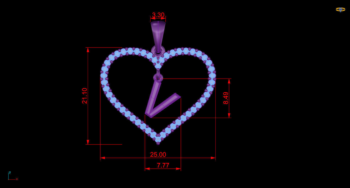 Heart Alphabet V 3D print model_9