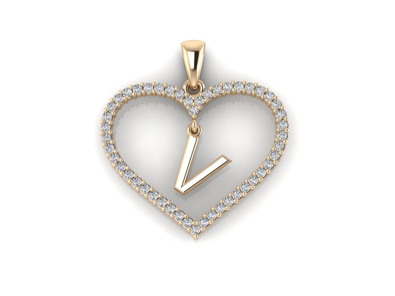 Heart Alphabet V 3D print model_3