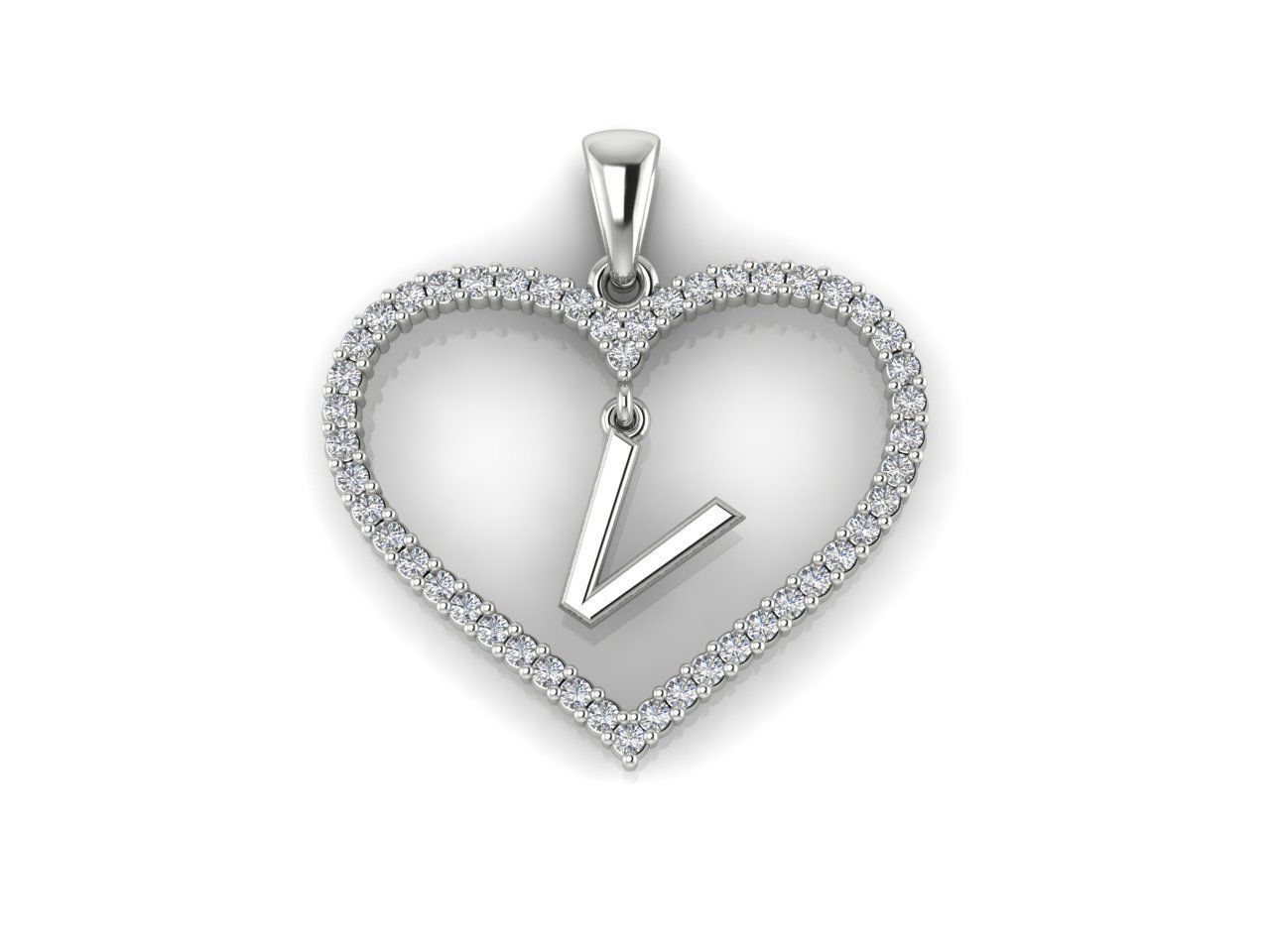 Heart Alphabet V 3D print model_5