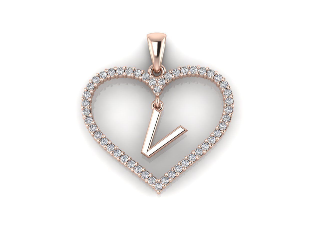 Heart Alphabet V 3D print model_4