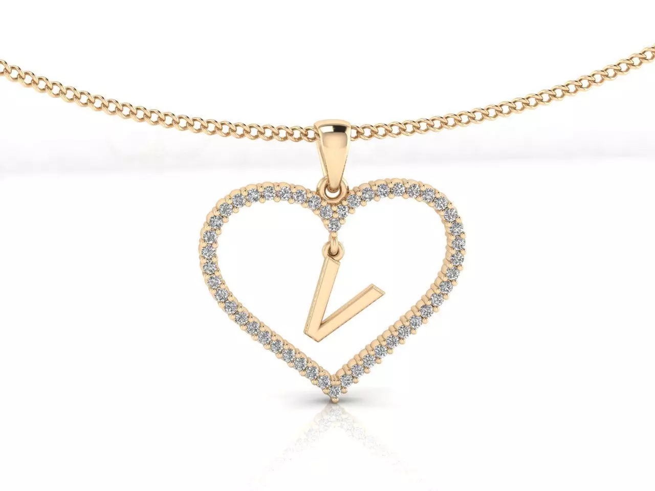 Heart Alphabet V 3D print model_0