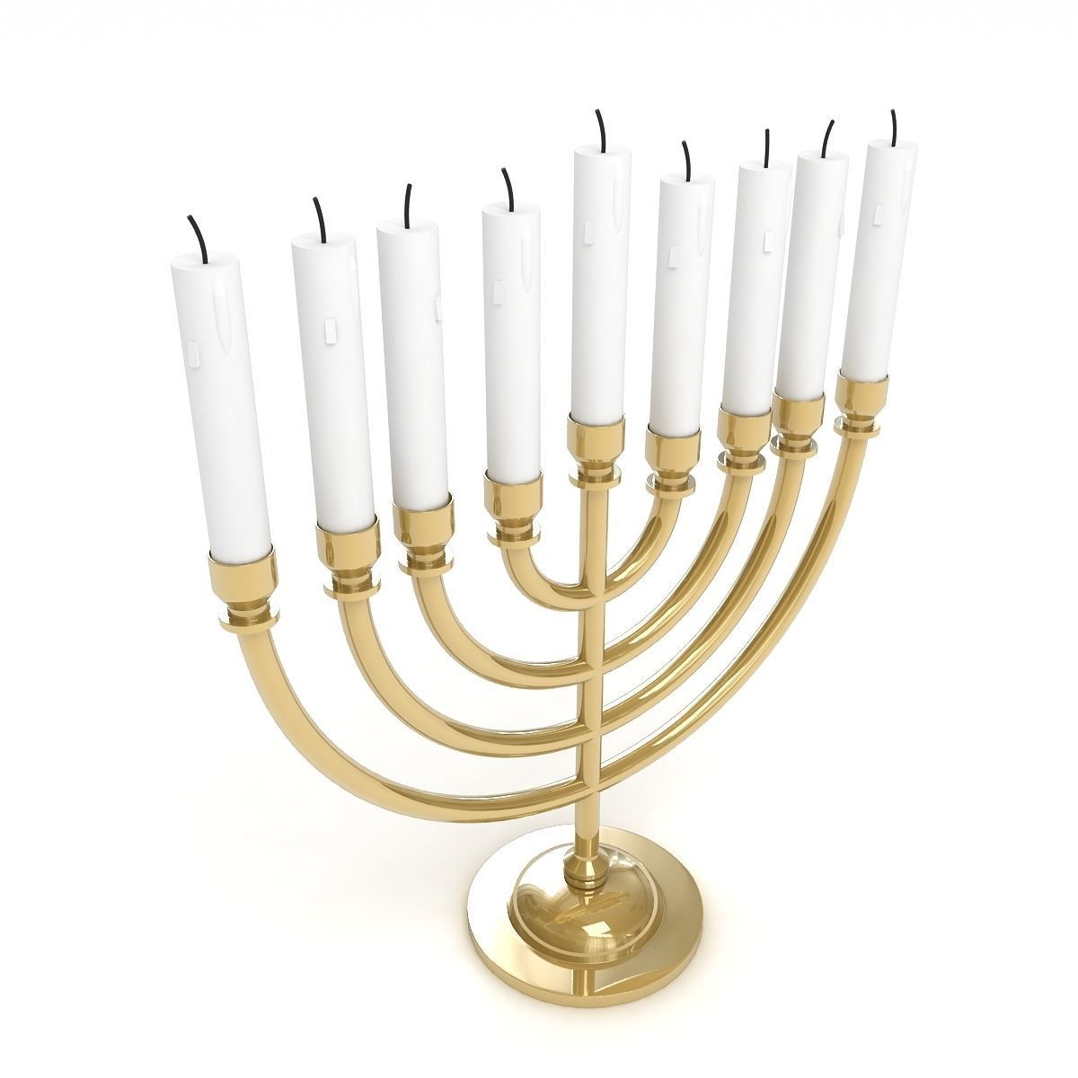 Menorah with Candle 3D model_1