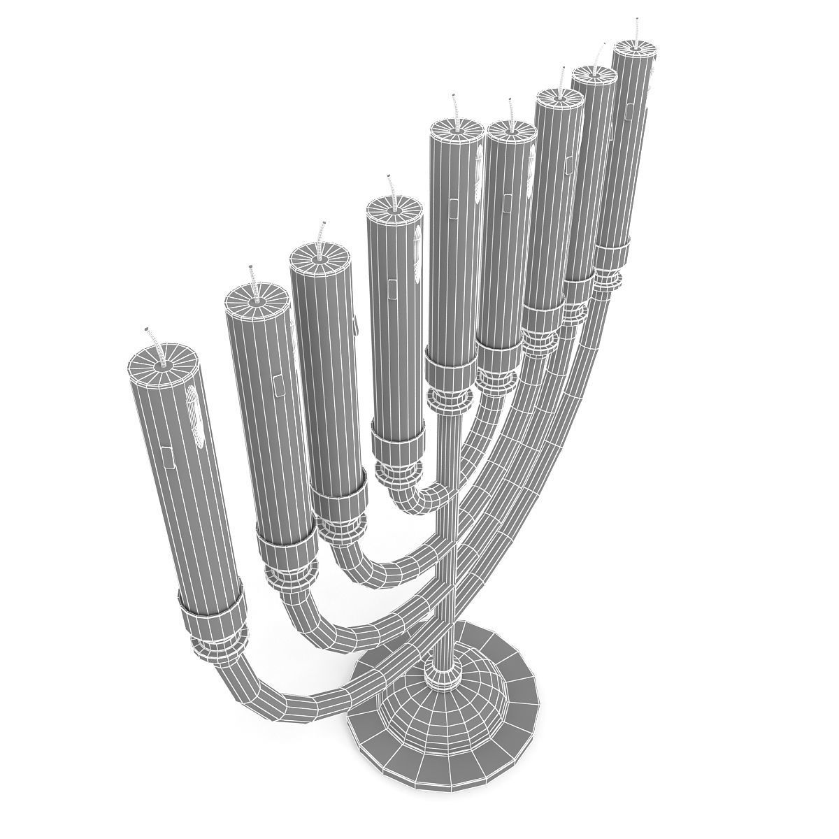 Menorah with Candle 3D model_6