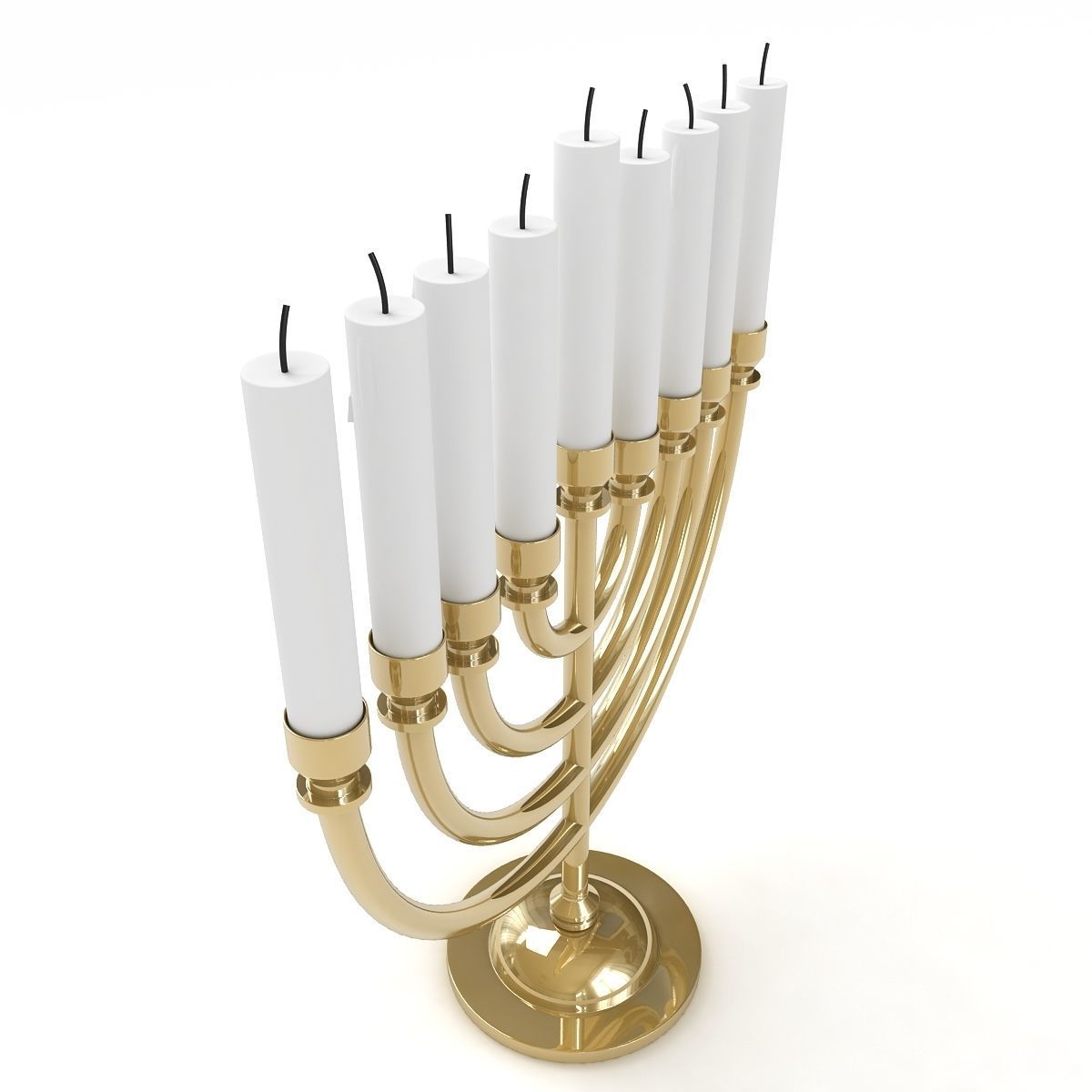 Menorah with Candle 3D model_3