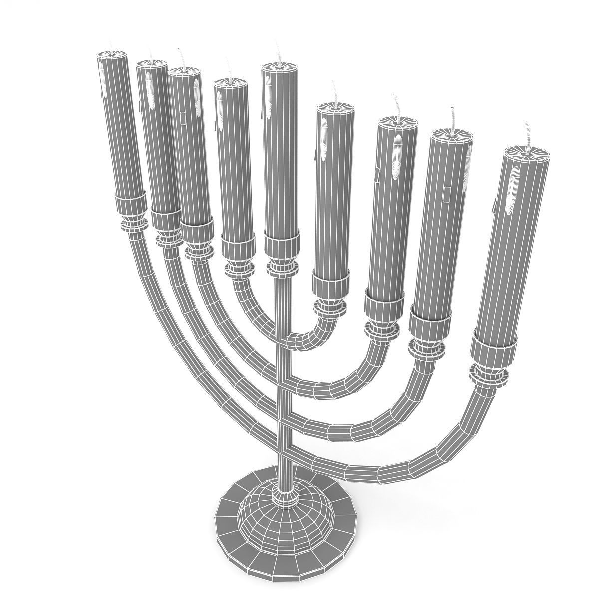 Menorah with Candle 3D model_5