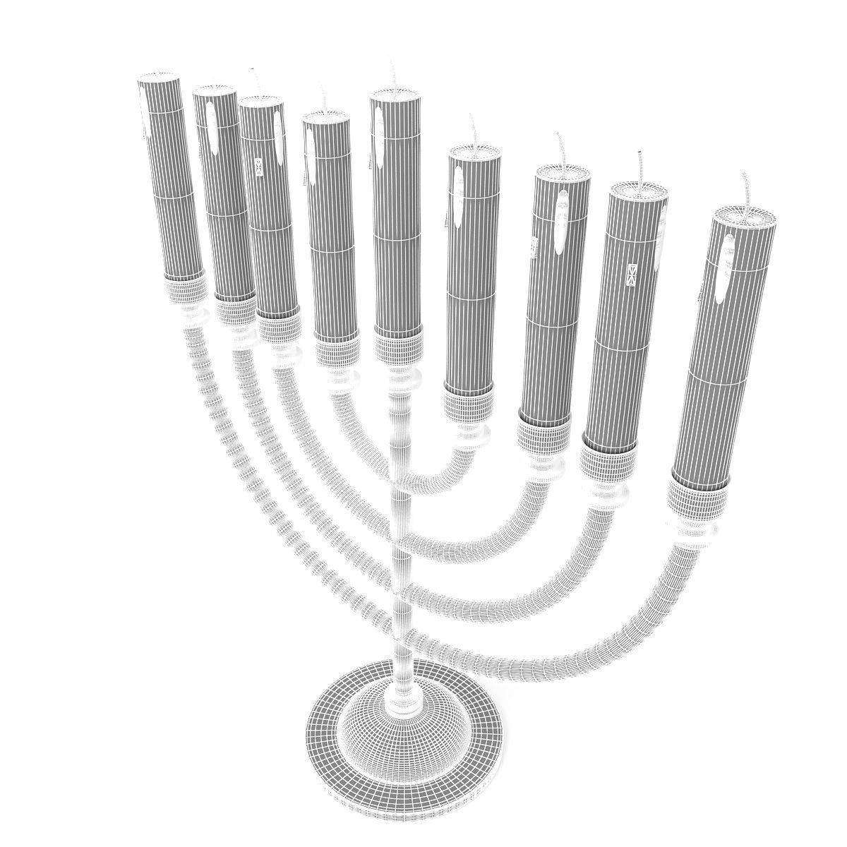 Menorah with Candle 3D model_4