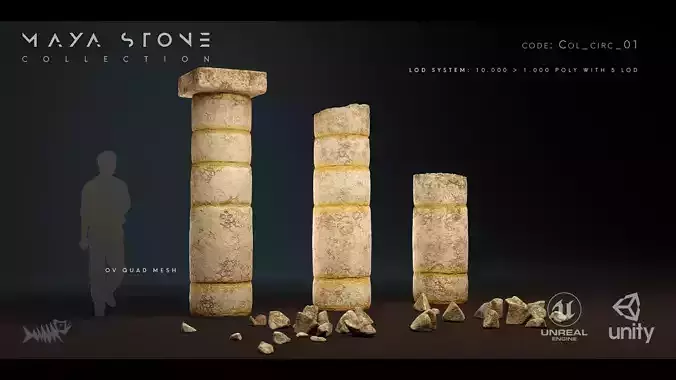 Mayan Stone 03 PBR 4K Low-poly 3D model