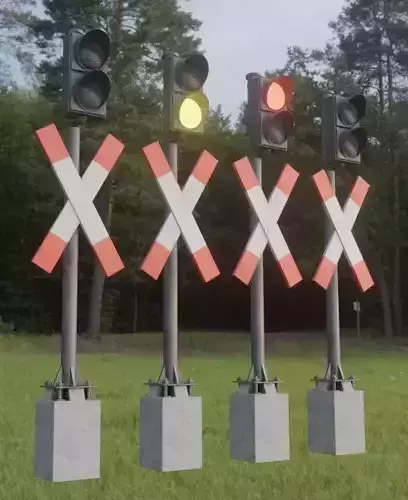  Low-Poly Andreaskreuze Version 3 with Traffic Lights Low-poly 3D model