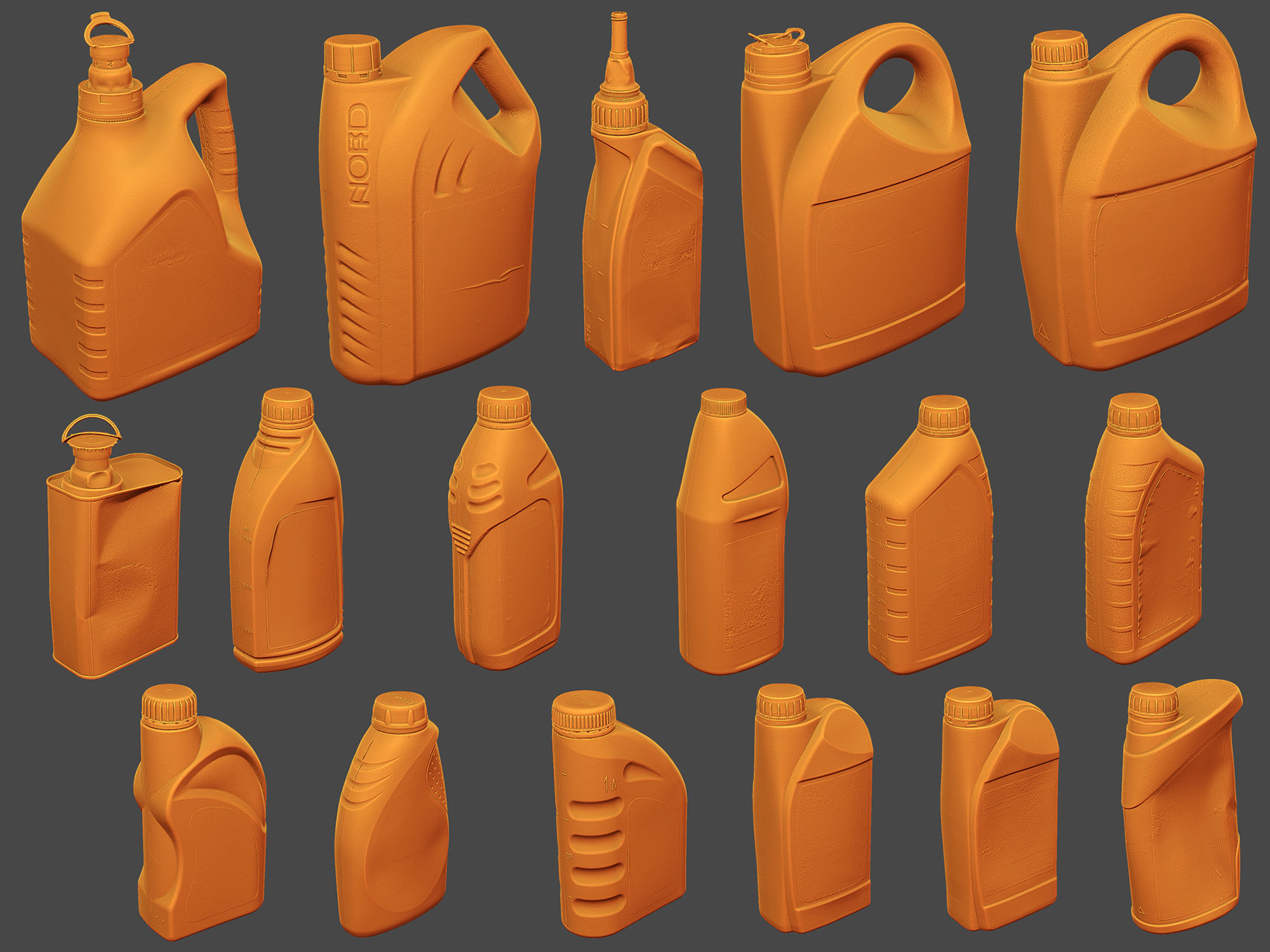 Garage Bottles and Canisters Pack 3D Model Collection_1