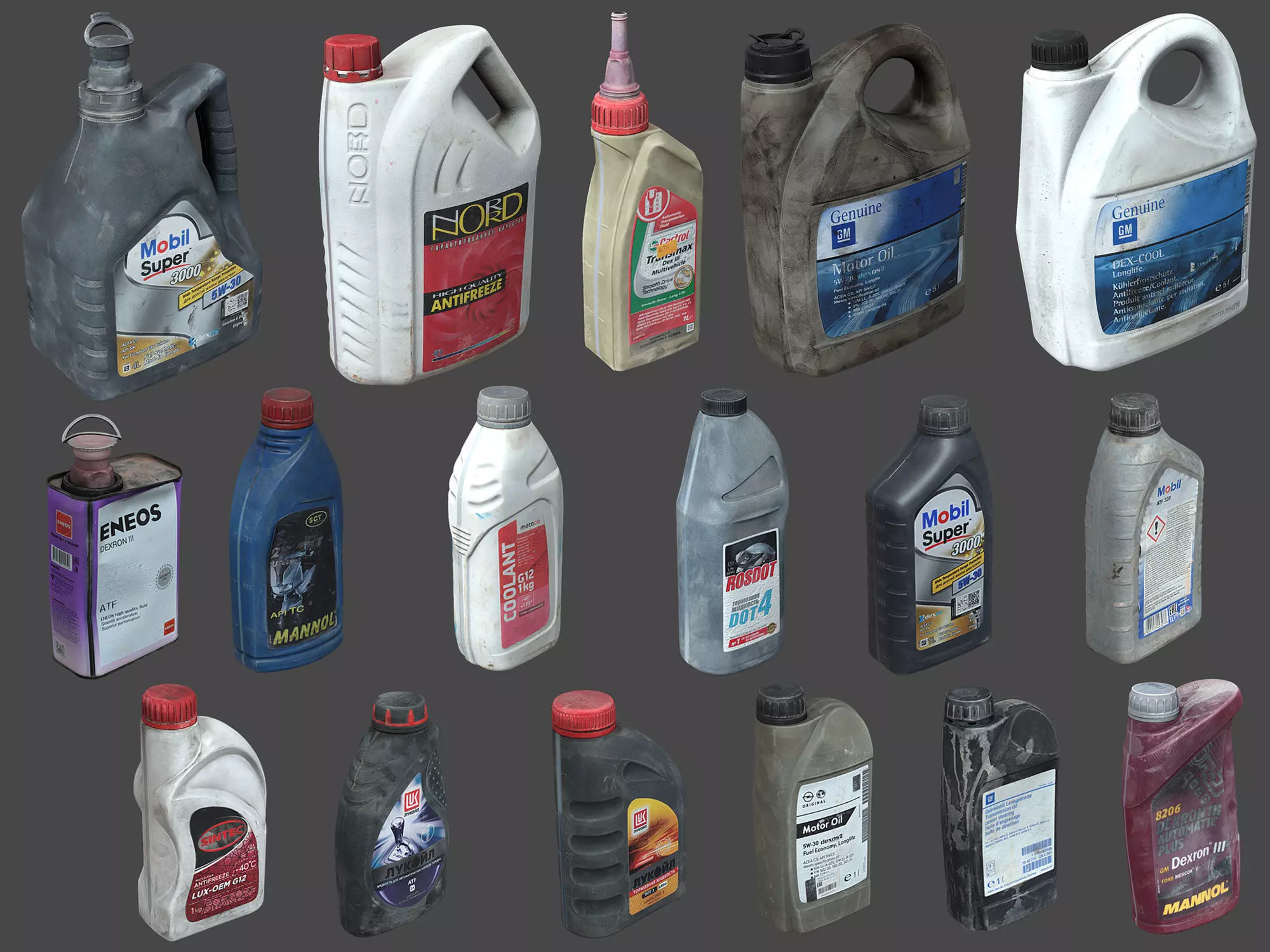 Garage Bottles and Canisters Pack 3D Model Collection_0