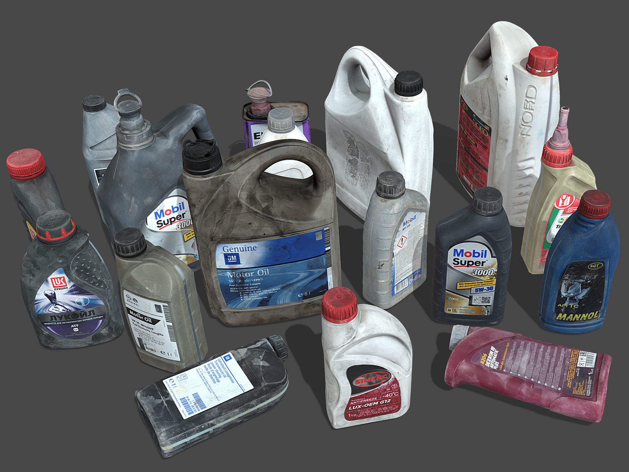Garage Bottles and Canisters Pack 3D Model Collection_2