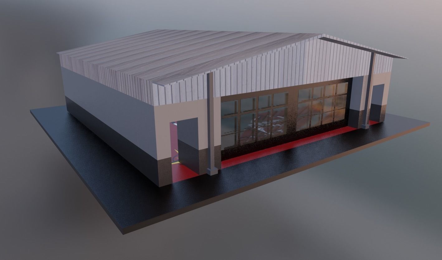 Low Poly Plane Hanger Low-poly 3D model_6