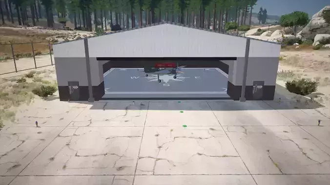 Low Poly Plane Hanger Low-poly 3D model