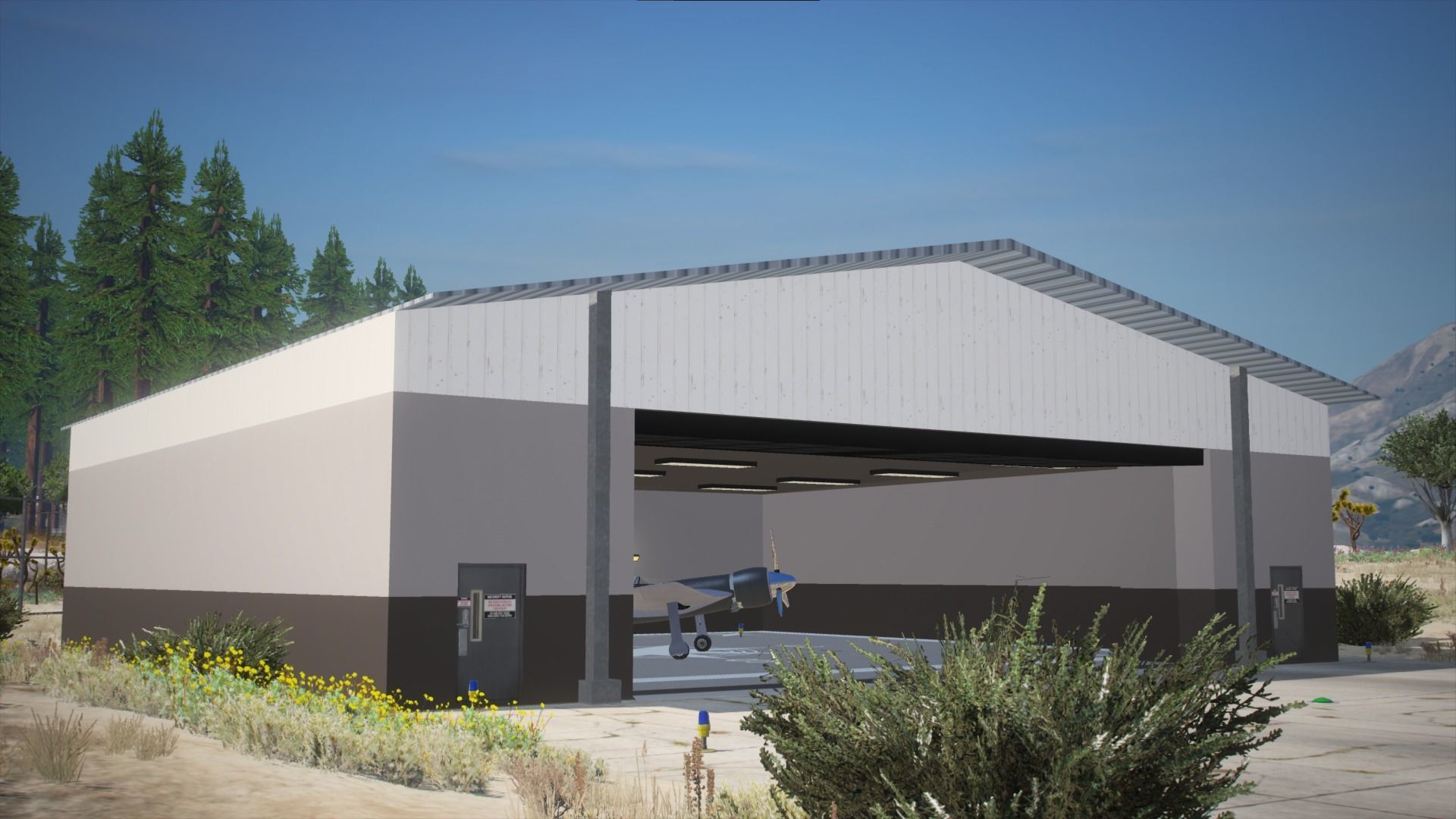 Low Poly Plane Hanger Low-poly 3D model_2