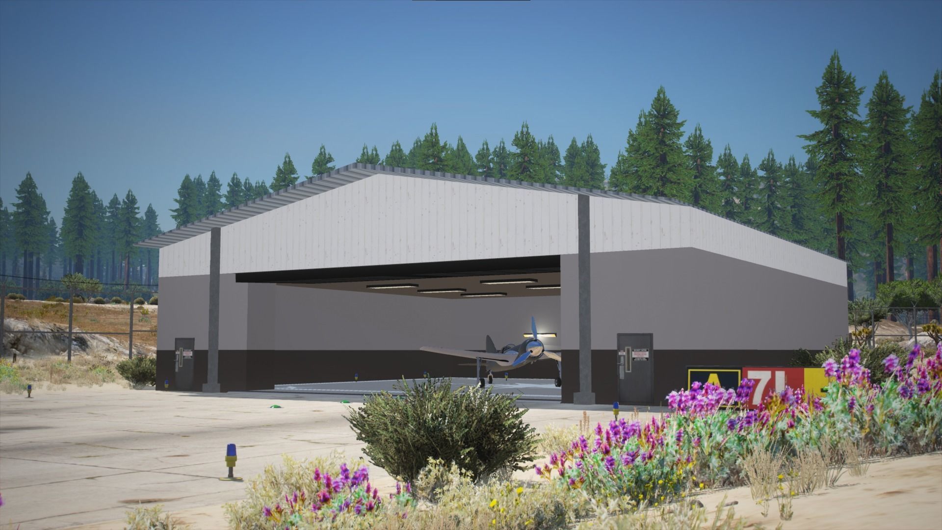 Low Poly Plane Hanger Low-poly 3D model_3