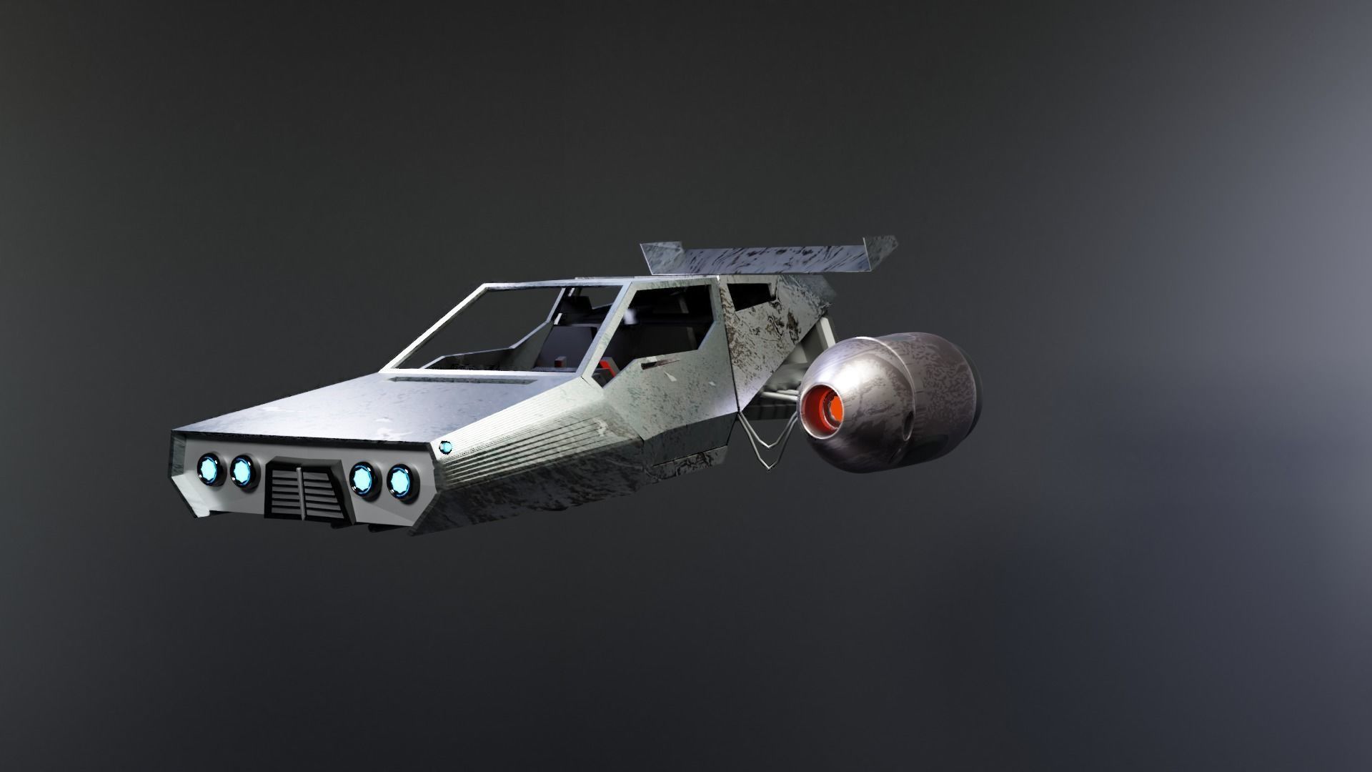 space car Low-poly 3D model_2