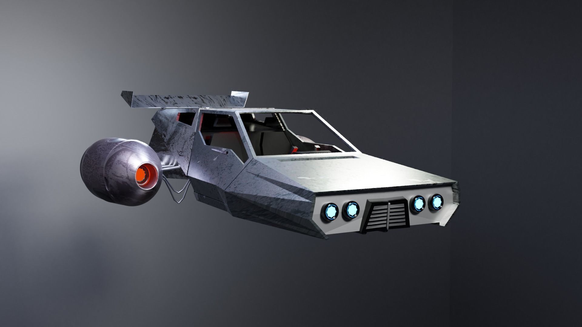 space car Low-poly 3D model_1