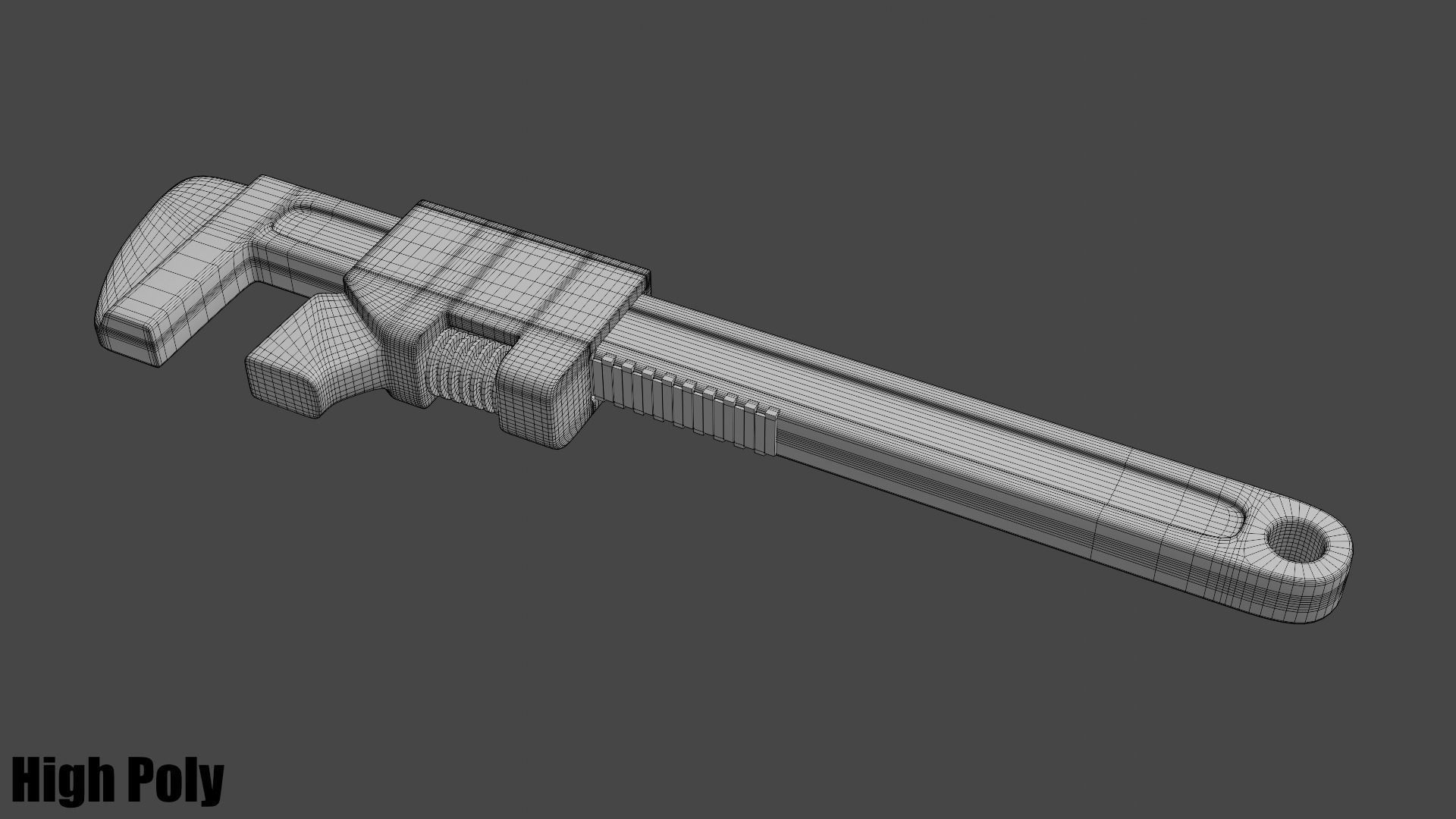 Monkey Wrench Low-poly 3D model_11