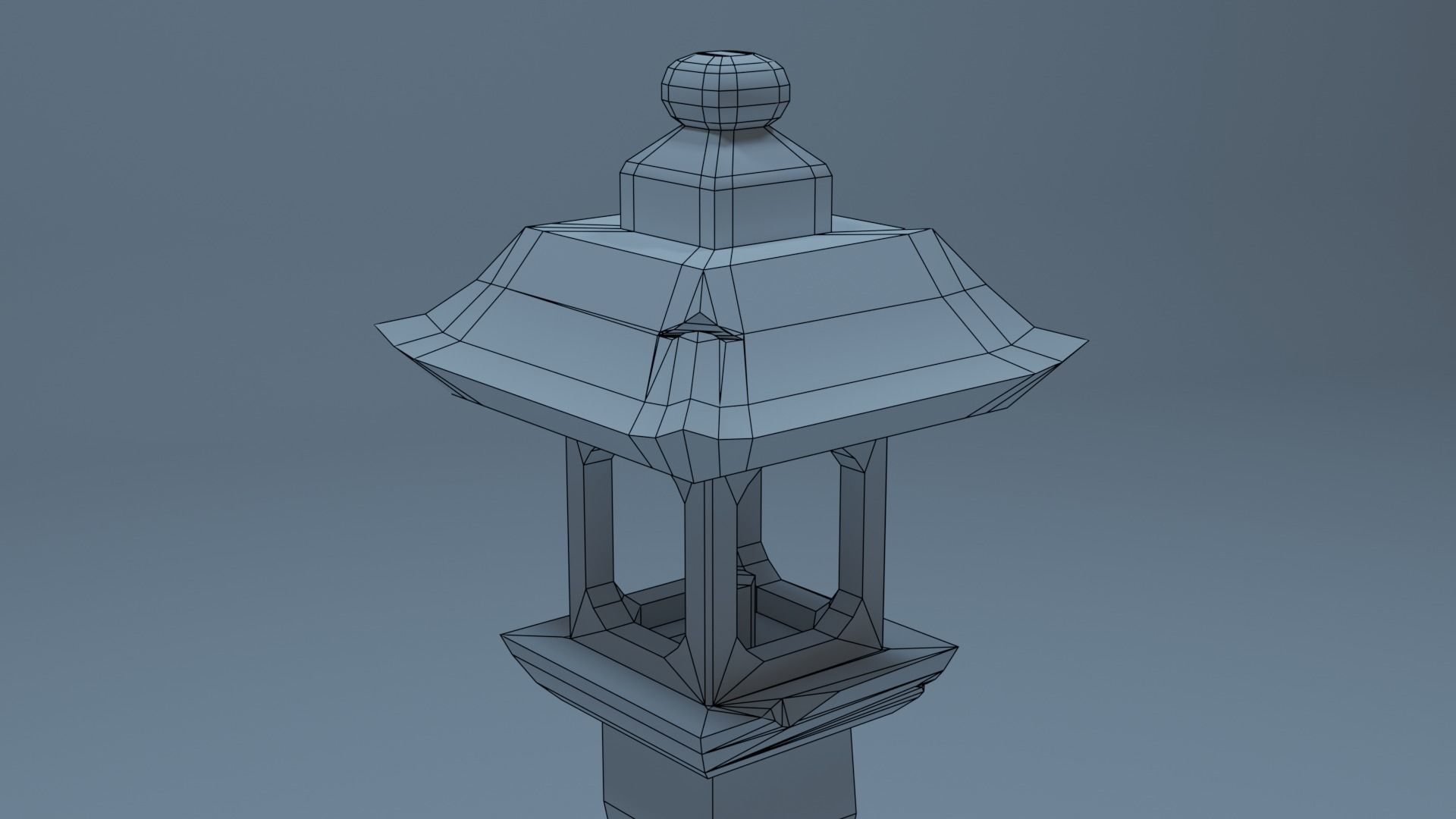 Lamp post stylized Low-poly 3D model_5