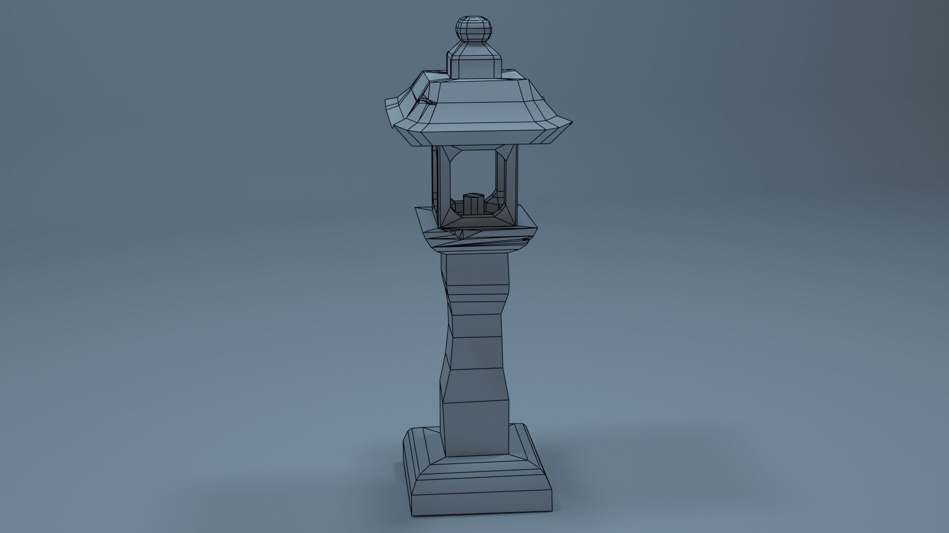 Lamp post stylized Low-poly 3D model_4