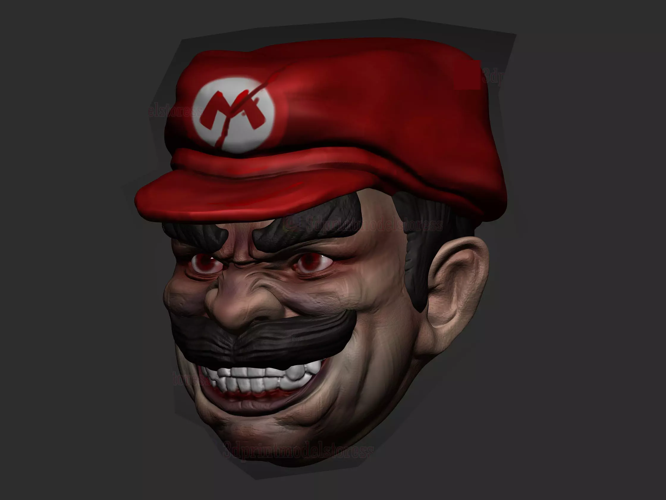 Devil Mario Head Sculpt for Action Figures Custom Head 3D print model_0