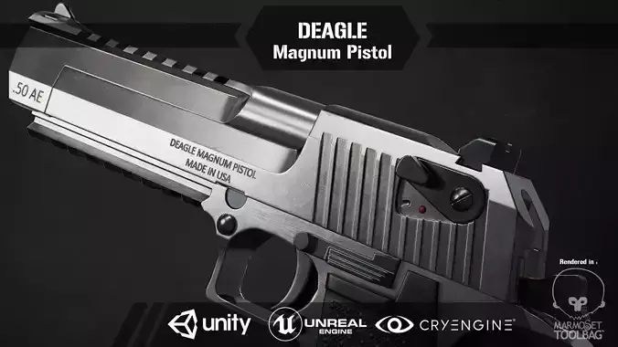 Deagle magnum pistol Low-poly 3D model