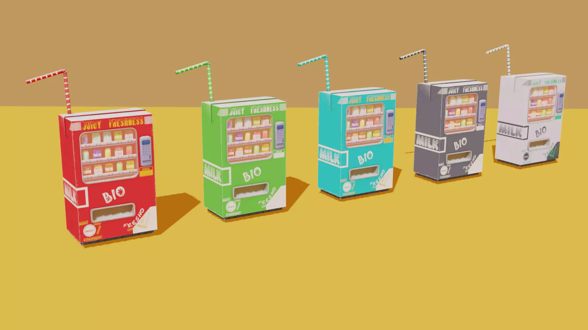 Low poly stylized vending machine Low-poly 3D model_0