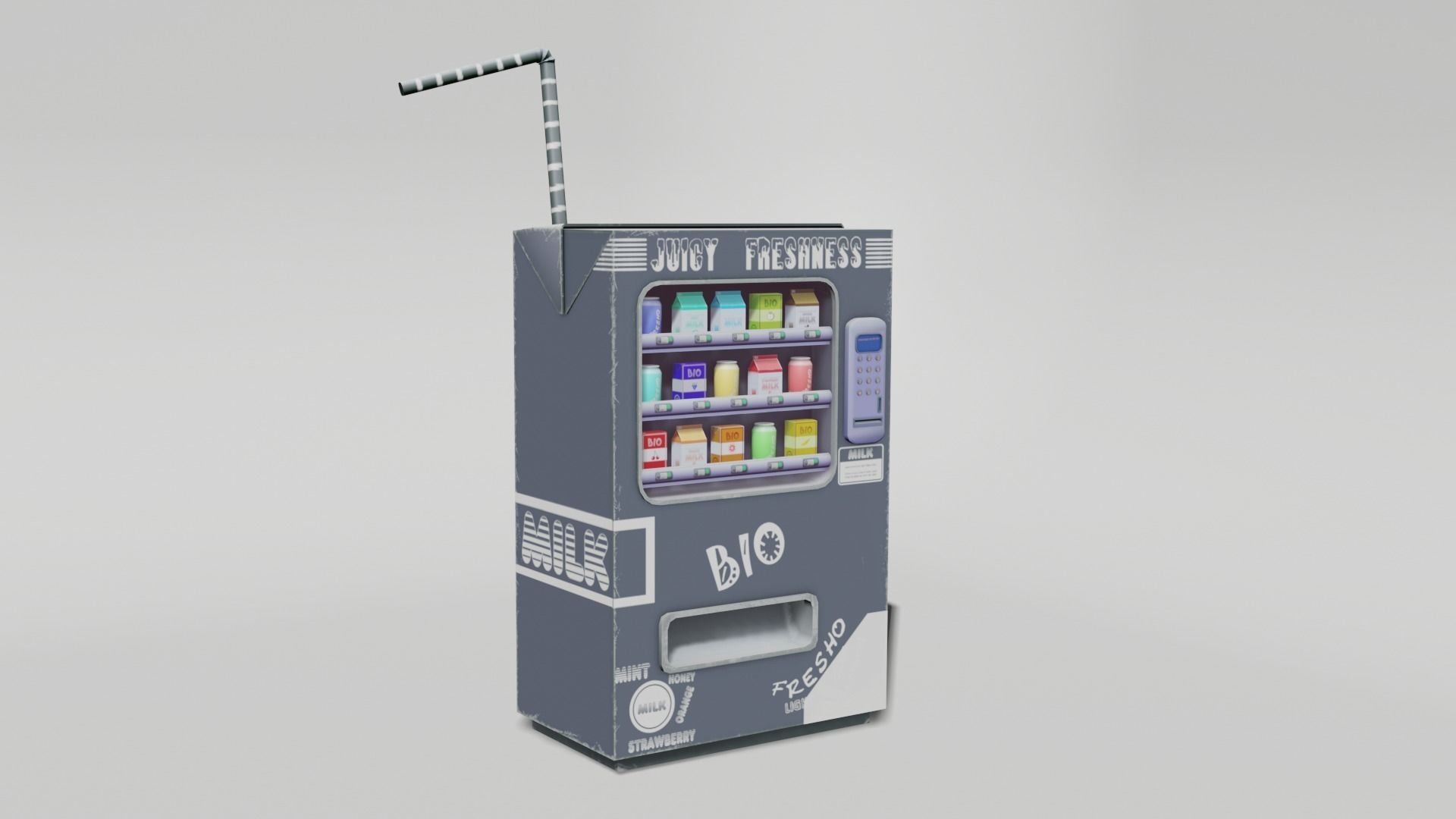 Low poly stylized vending machine Low-poly 3D model_3