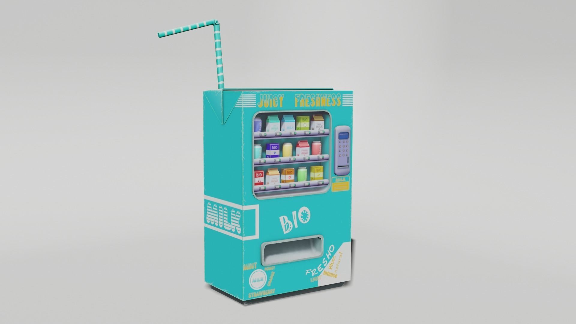 Low poly stylized vending machine Low-poly 3D model_5