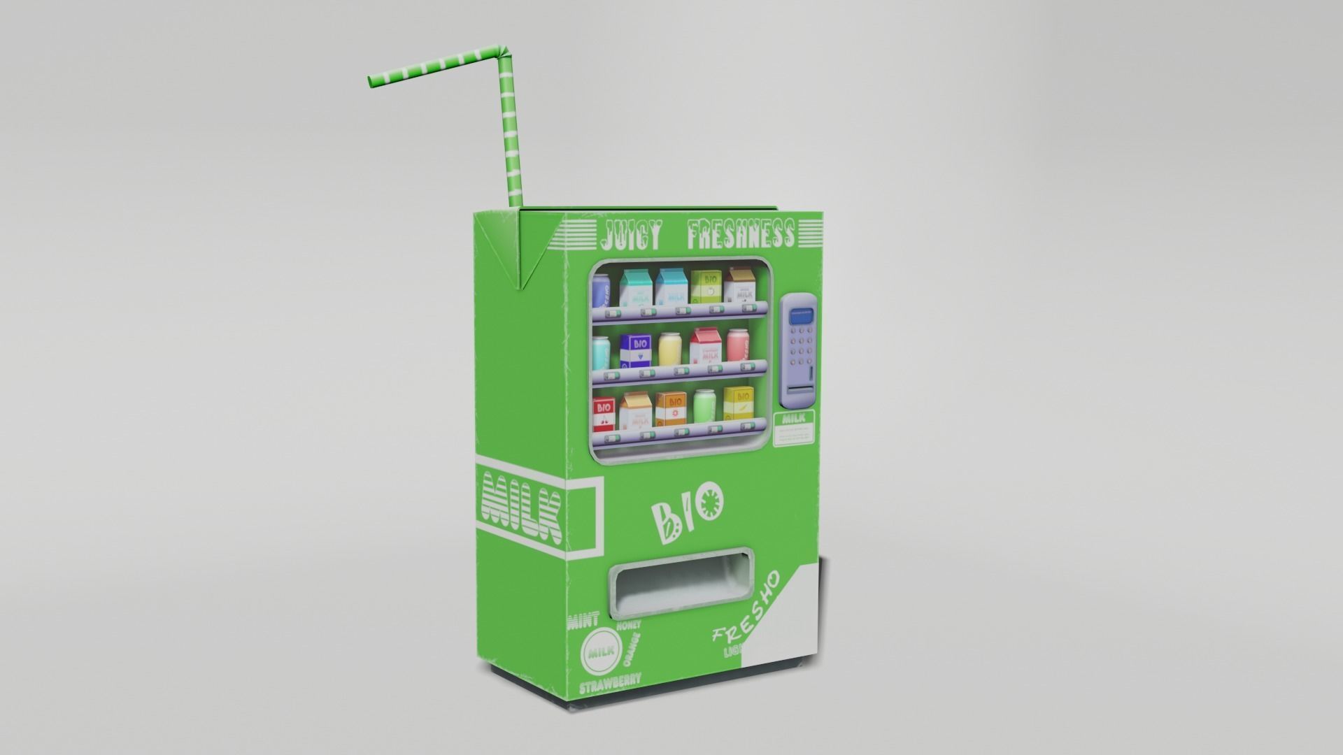 Low poly stylized vending machine Low-poly 3D model_4