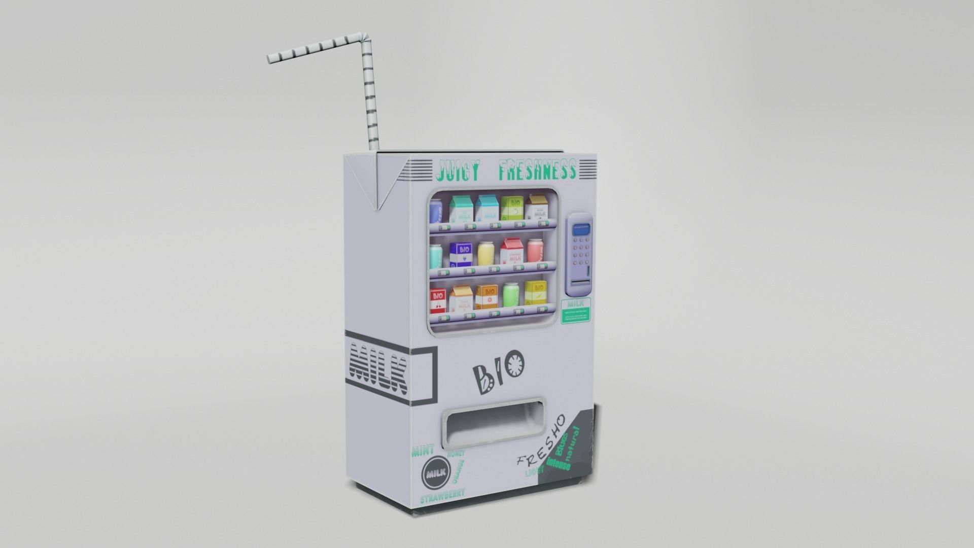 Low poly stylized vending machine Low-poly 3D model_2