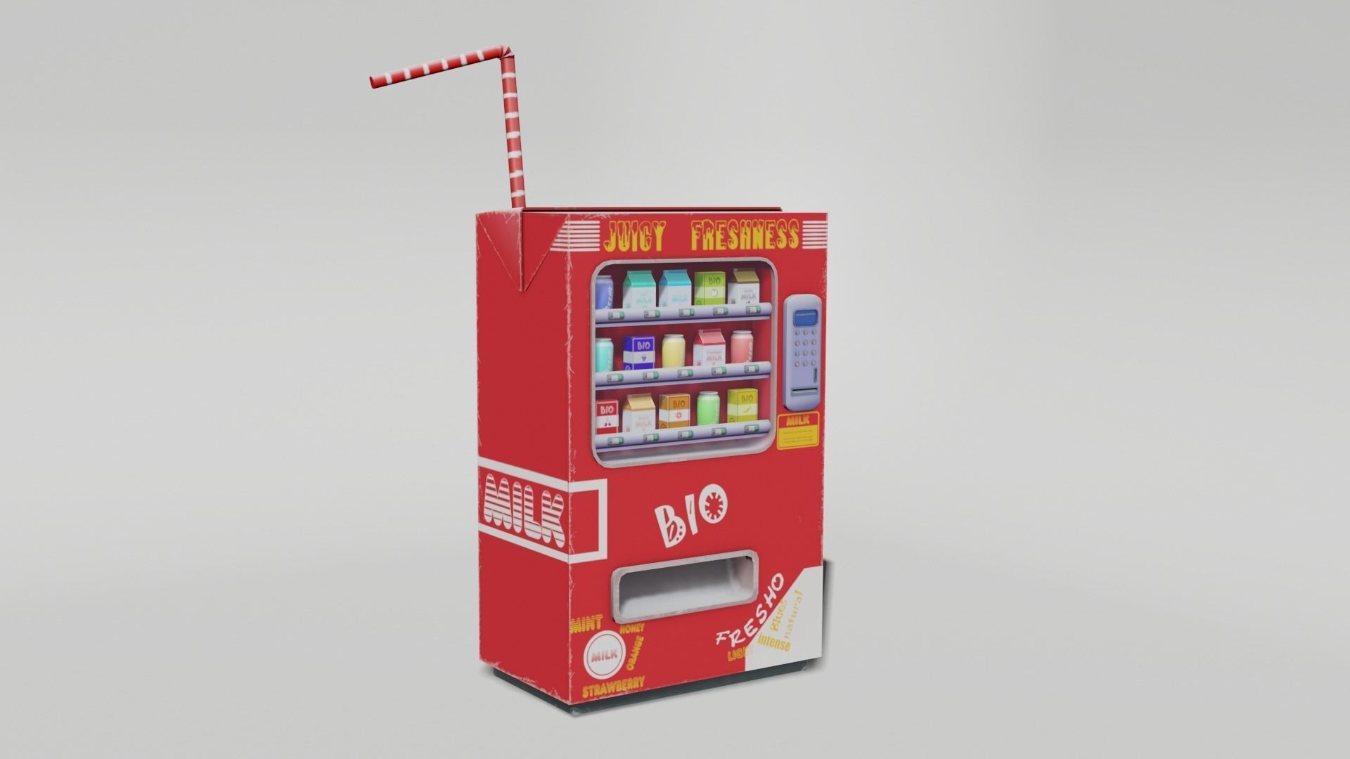 Low poly stylized vending machine Low-poly 3D model_1