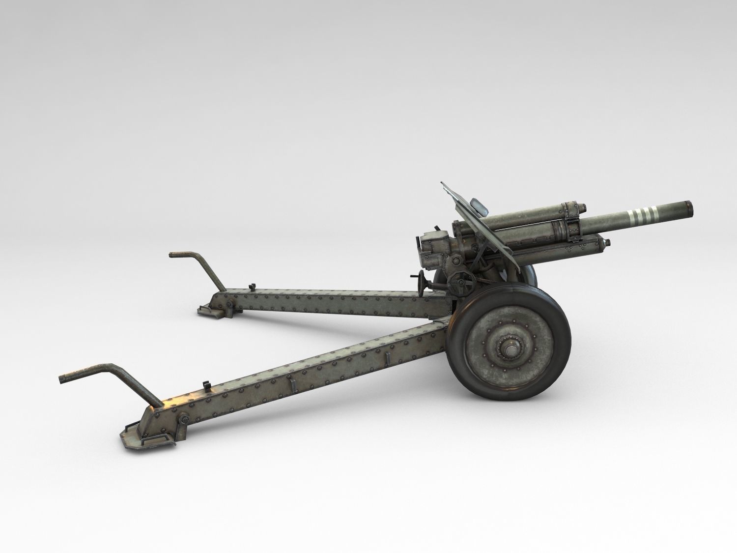 Low Poly M1938 M30 122mm Soviet howitzer Low-poly 3D model_8