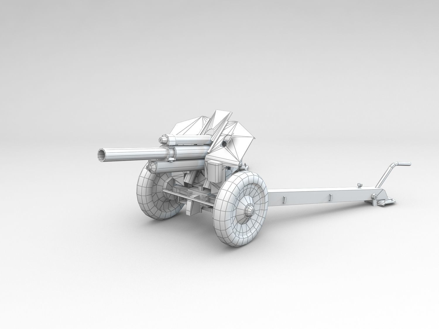 Low Poly M1938 M30 122mm Soviet howitzer Low-poly 3D model_3