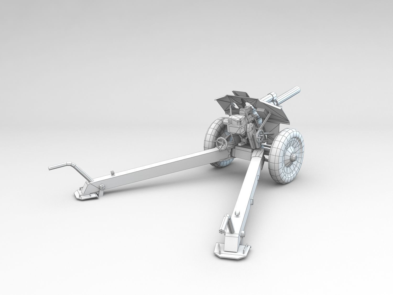 Low Poly M1938 M30 122mm Soviet howitzer Low-poly 3D model_7