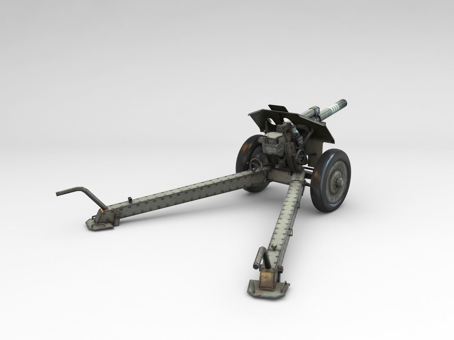 Low Poly M1938 M30 122mm Soviet howitzer Low-poly 3D model_6