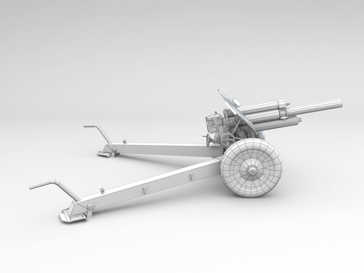 Low Poly M1938 M30 122mm Soviet howitzer Low-poly 3D model_9