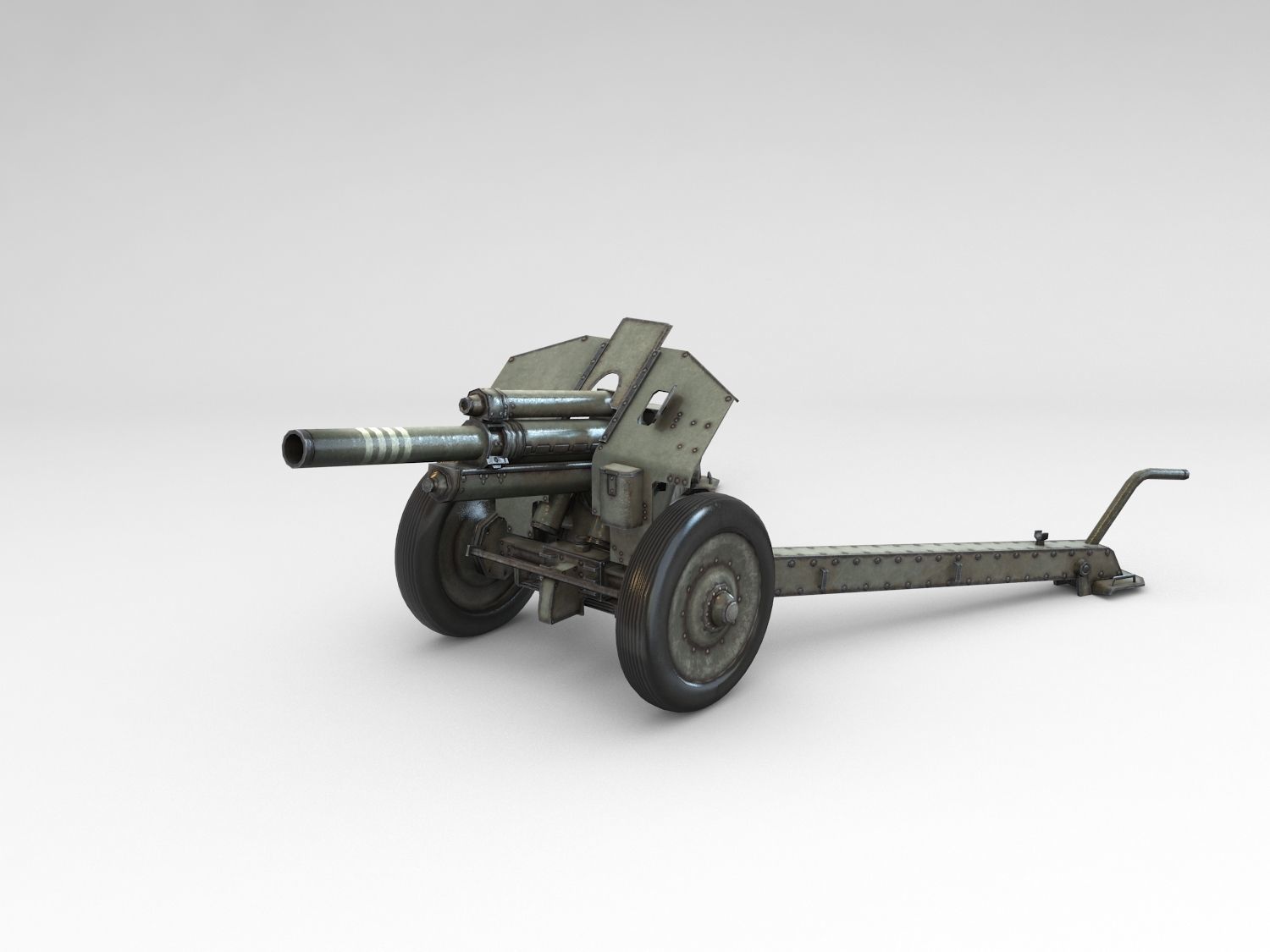 Low Poly M1938 M30 122mm Soviet howitzer Low-poly 3D model_2