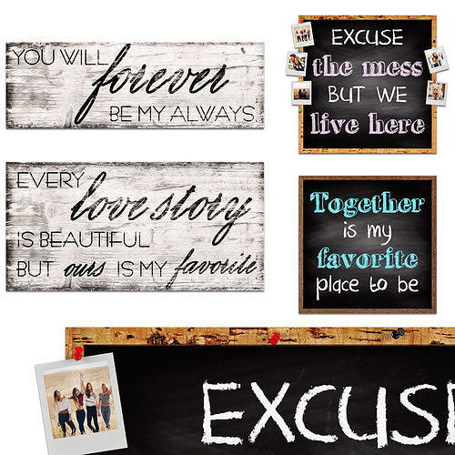 Wooden Text Picture Family 3D model