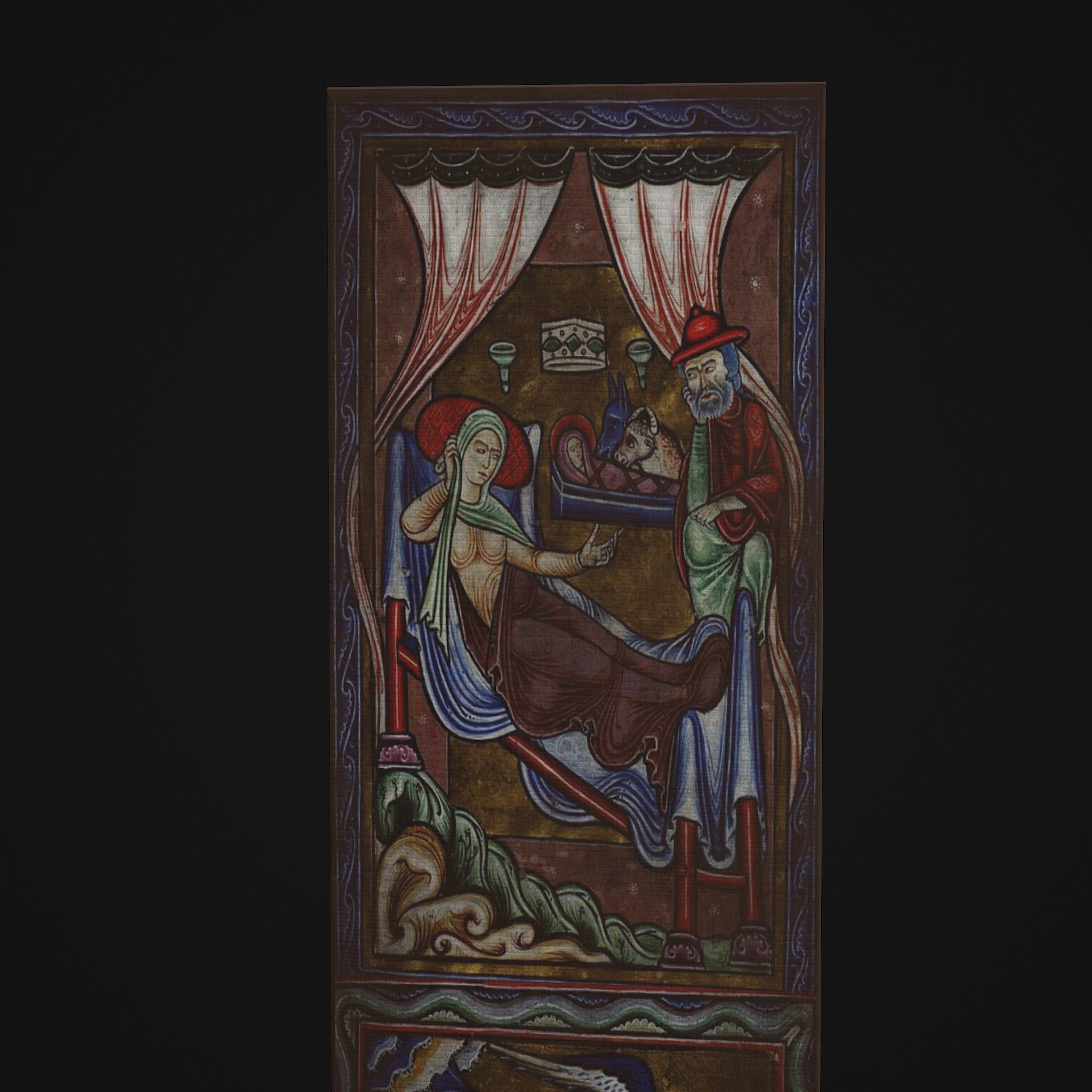 Medieval Manuscript Painting Low-poly 3D model_12