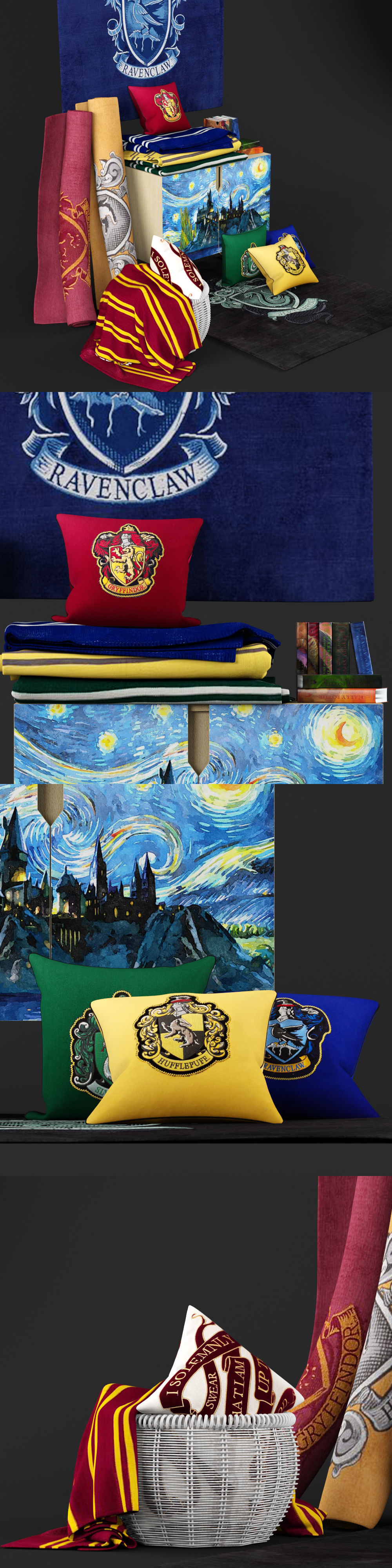 Harry Potter Set Pillows and Carpets 3D model_1