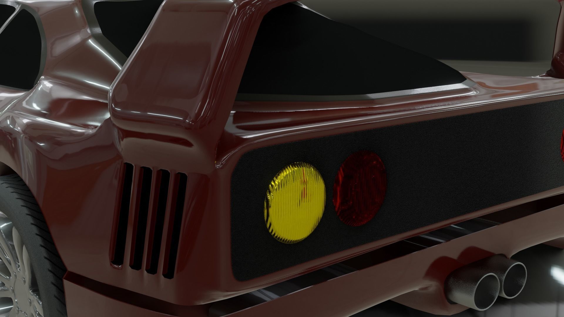 Ferrari f40 1987  Free low-poly 3D model_10
