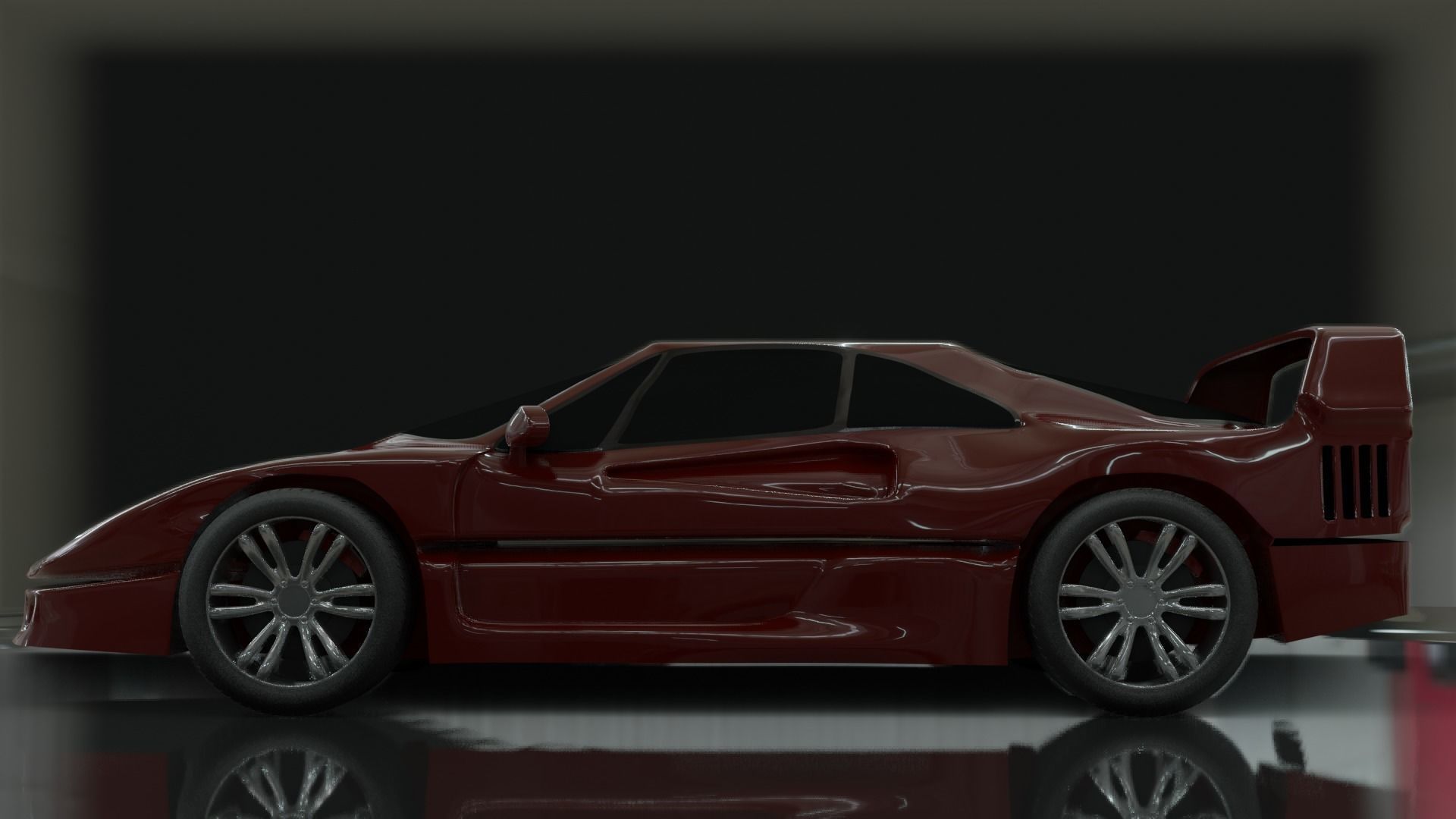 Ferrari f40 1987  Free low-poly 3D model_6